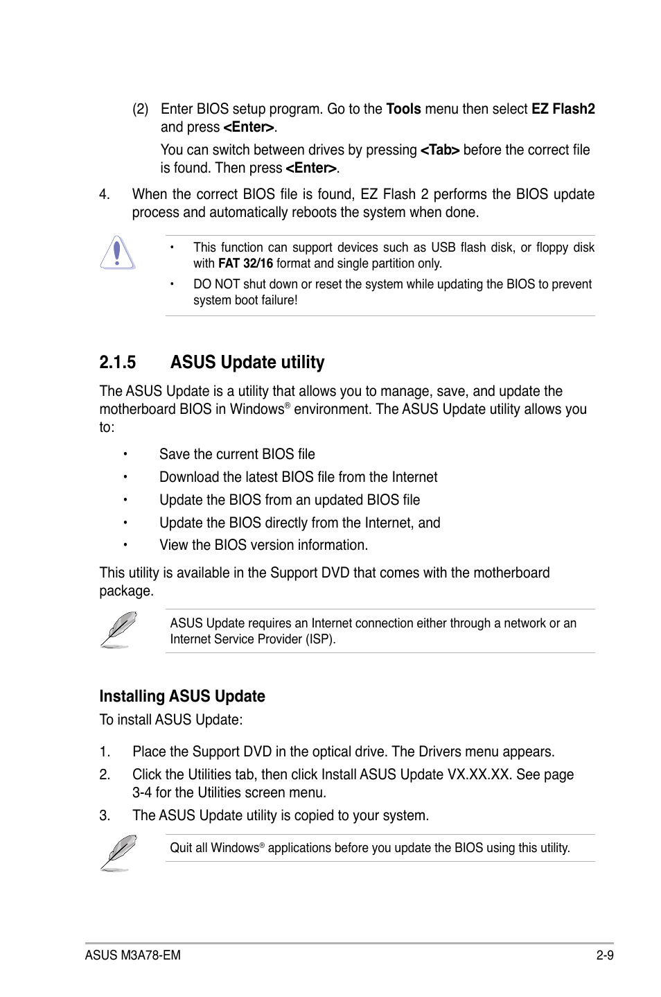 5 asus update utility, Asus update utility -9, Asus.update.utility | Installing.asus.update | Asus M3A78-EM User Manual | Page 61 / 108