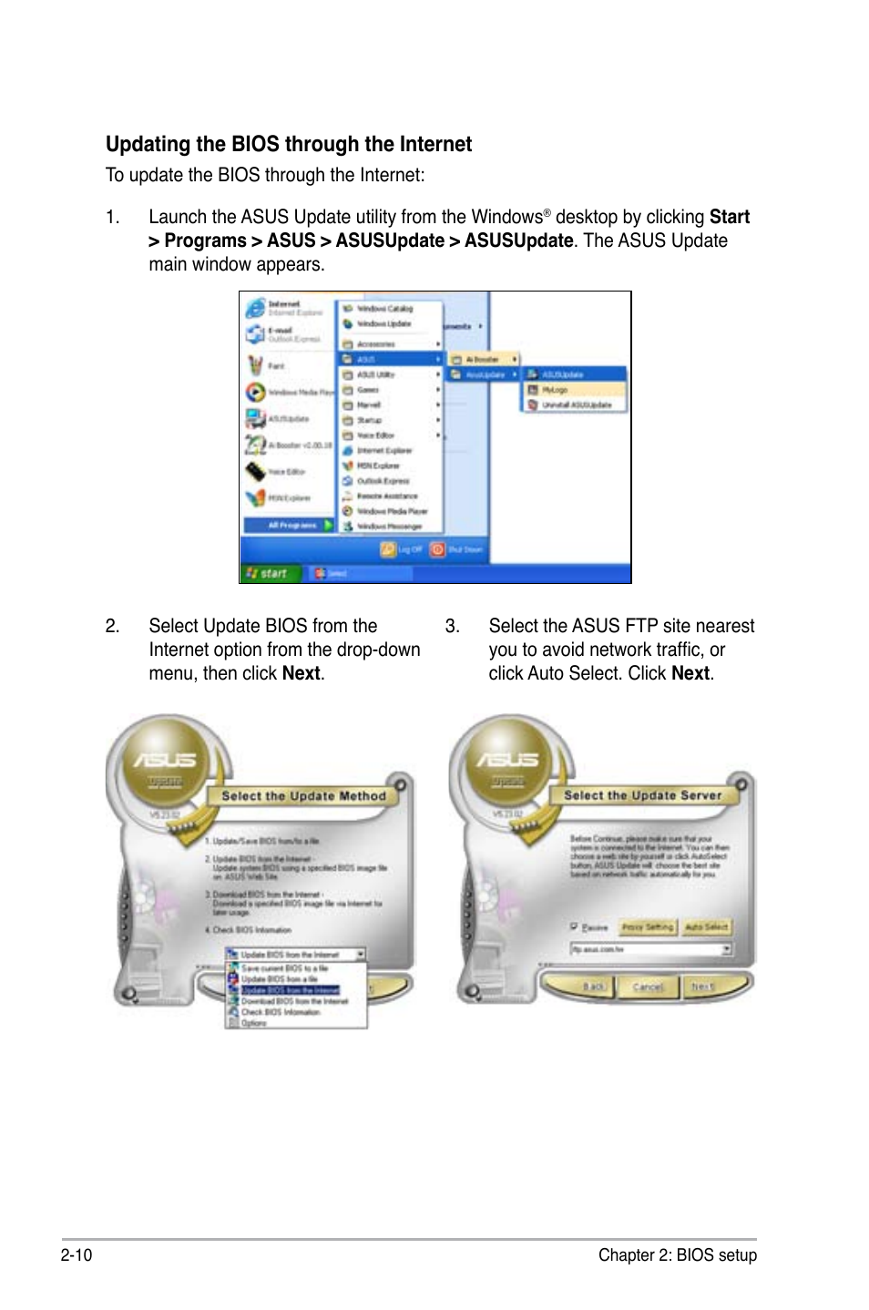 Updating.the.bios.through.the.internet | Asus M3A78-EM User Manual | Page 62 / 108