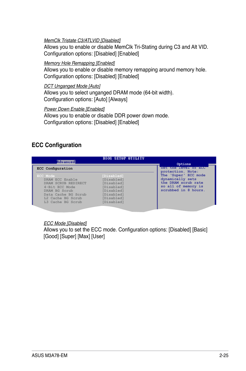 Ecc configuration | Asus M3A78-EM User Manual | Page 77 / 108