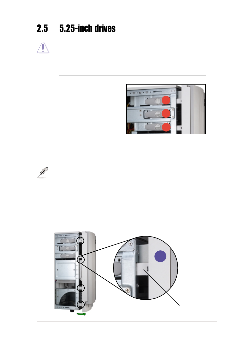 5 5.25-inch drives, 1 removing the front panel assembly | Asus Xeon Tower/5U Rackmount Server AP1710-S5 User Manual | Page 29 / 54