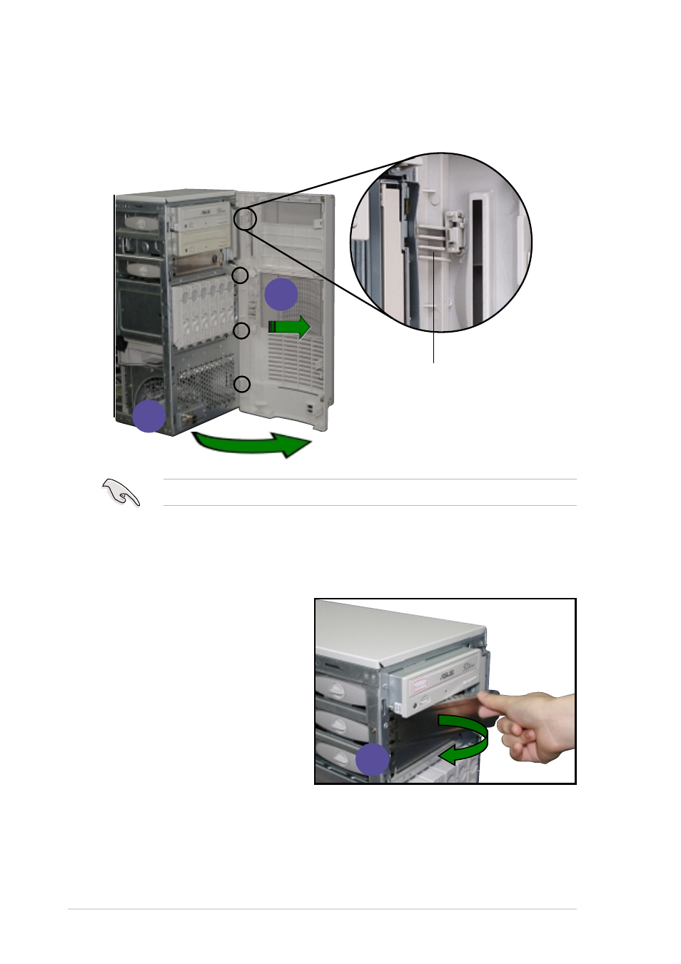 2 installing a 5.25-inch drive | Asus Xeon Tower/5U Rackmount Server AP1710-S5 User Manual | Page 30 / 54