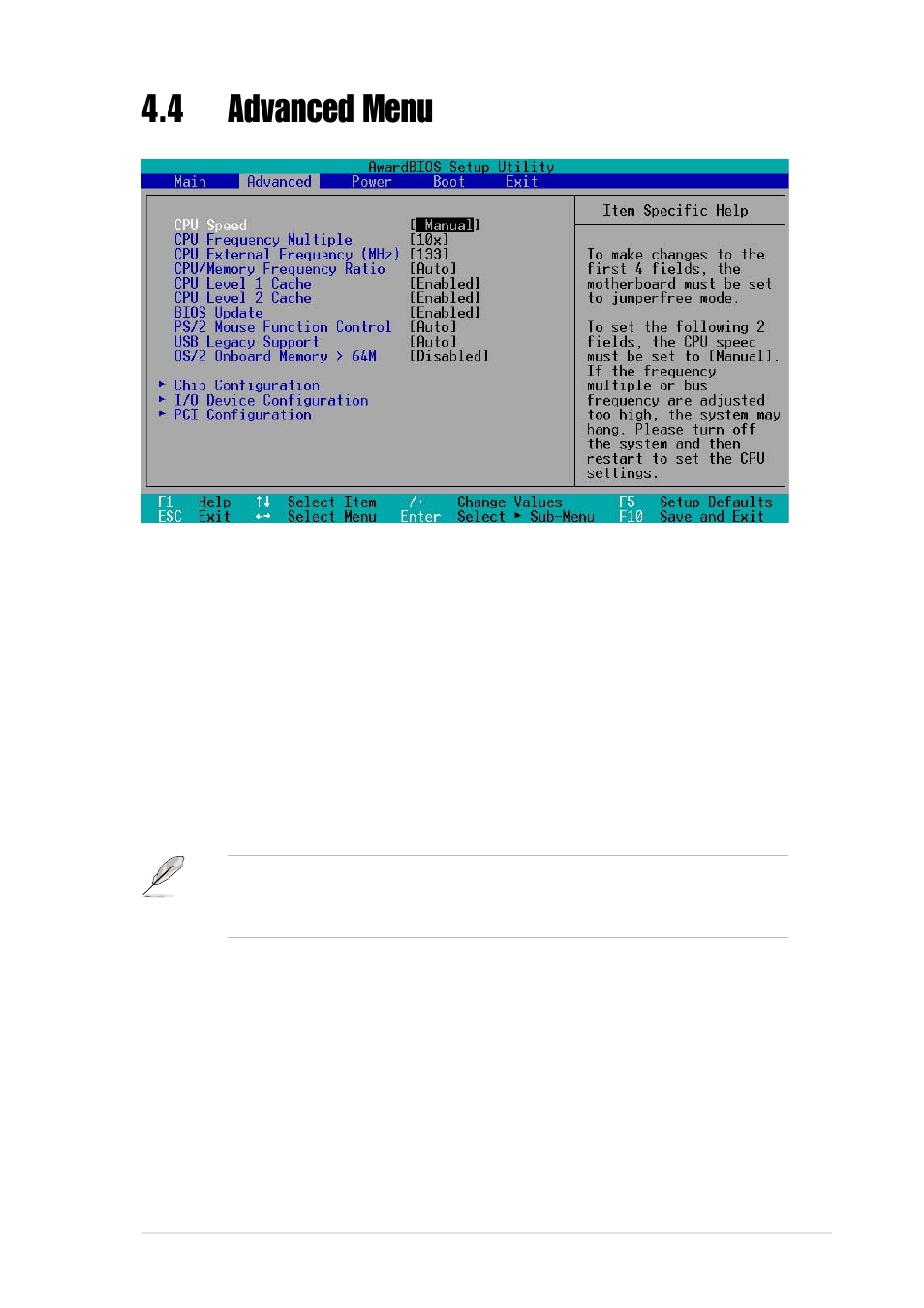 4 advanced menu | Asus P4B533-VM User Manual | Page 77 / 130