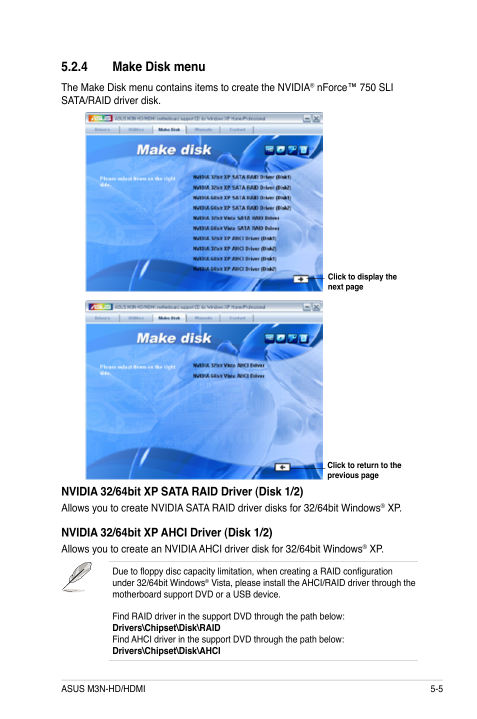 4 make disk menu, Make disk menu -5 | Asus M3N-HD User Manual | Page 115 / 164