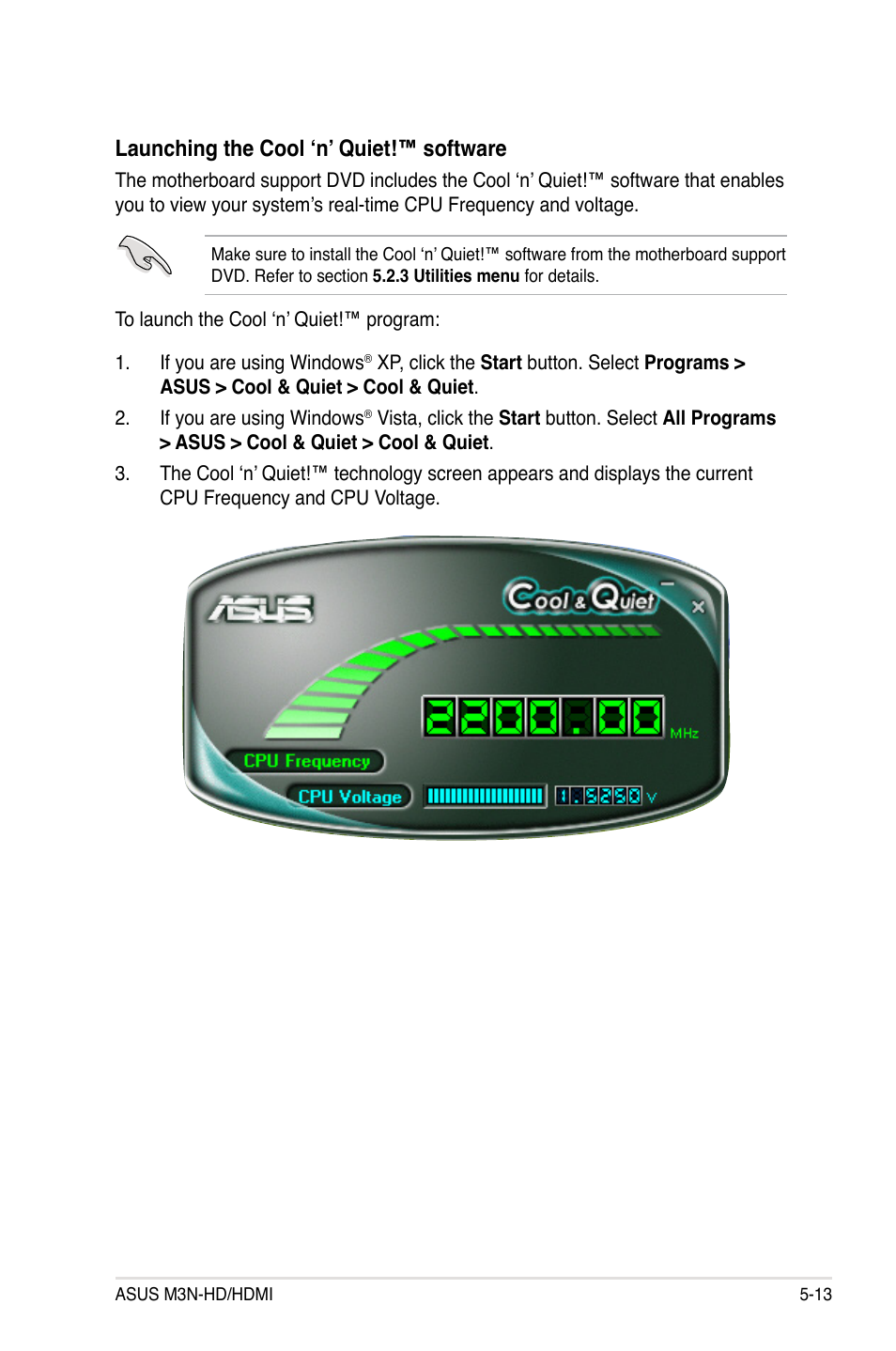 Launching the cool ‘n’ quiet!™ software | Asus M3N-HD User Manual | Page 123 / 164