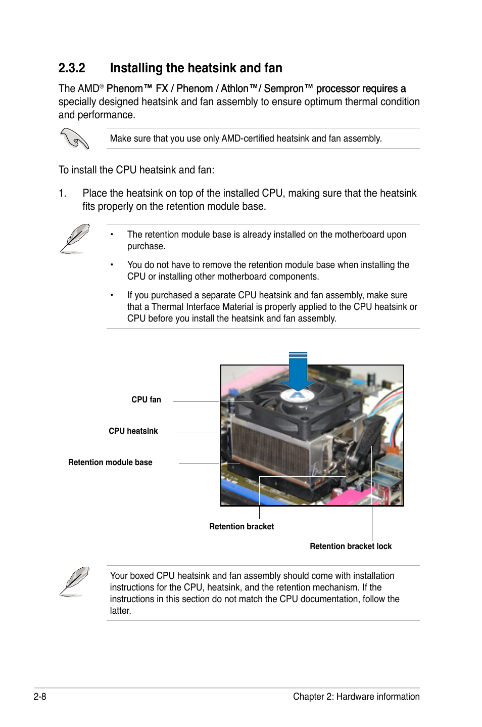 2 installing the heatsink and fan, Installing the heatsink and fan -8 | Asus M3N-HD User Manual | Page 34 / 164