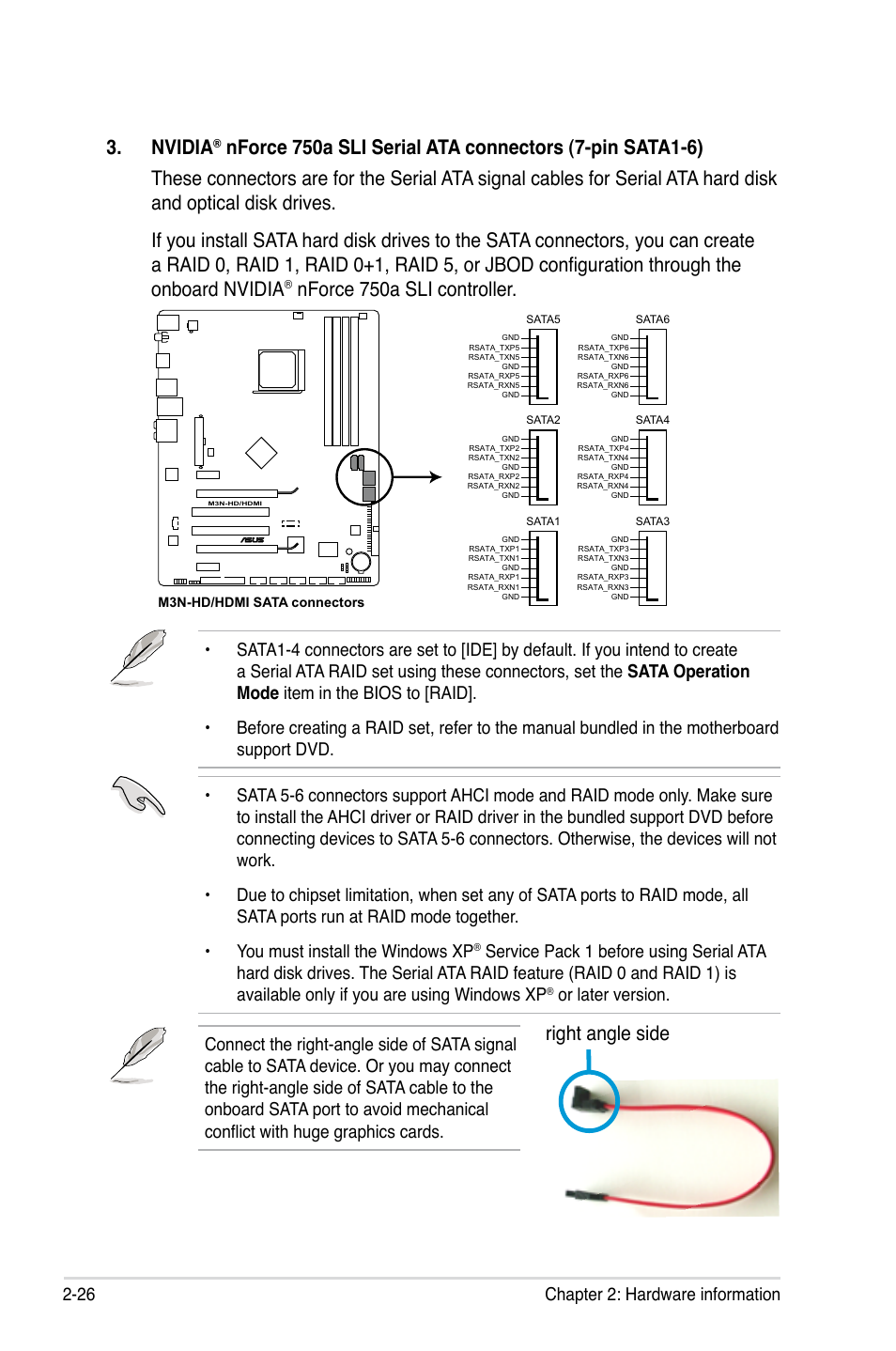 Nvidia, Nforce 750a sli controller, Right angle side | 26 chapter 2: hardware information | Asus M3N-HD User Manual | Page 52 / 164