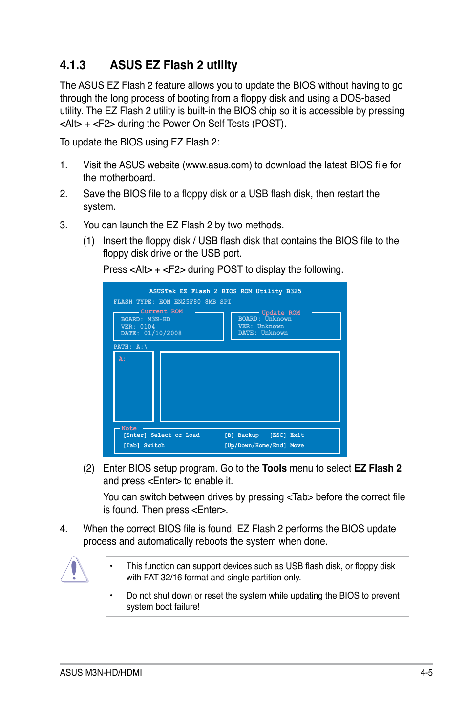 3 asus ez flash 2 utility, Asus ez flash 2 utility -5 | Asus M3N-HD User Manual | Page 73 / 164