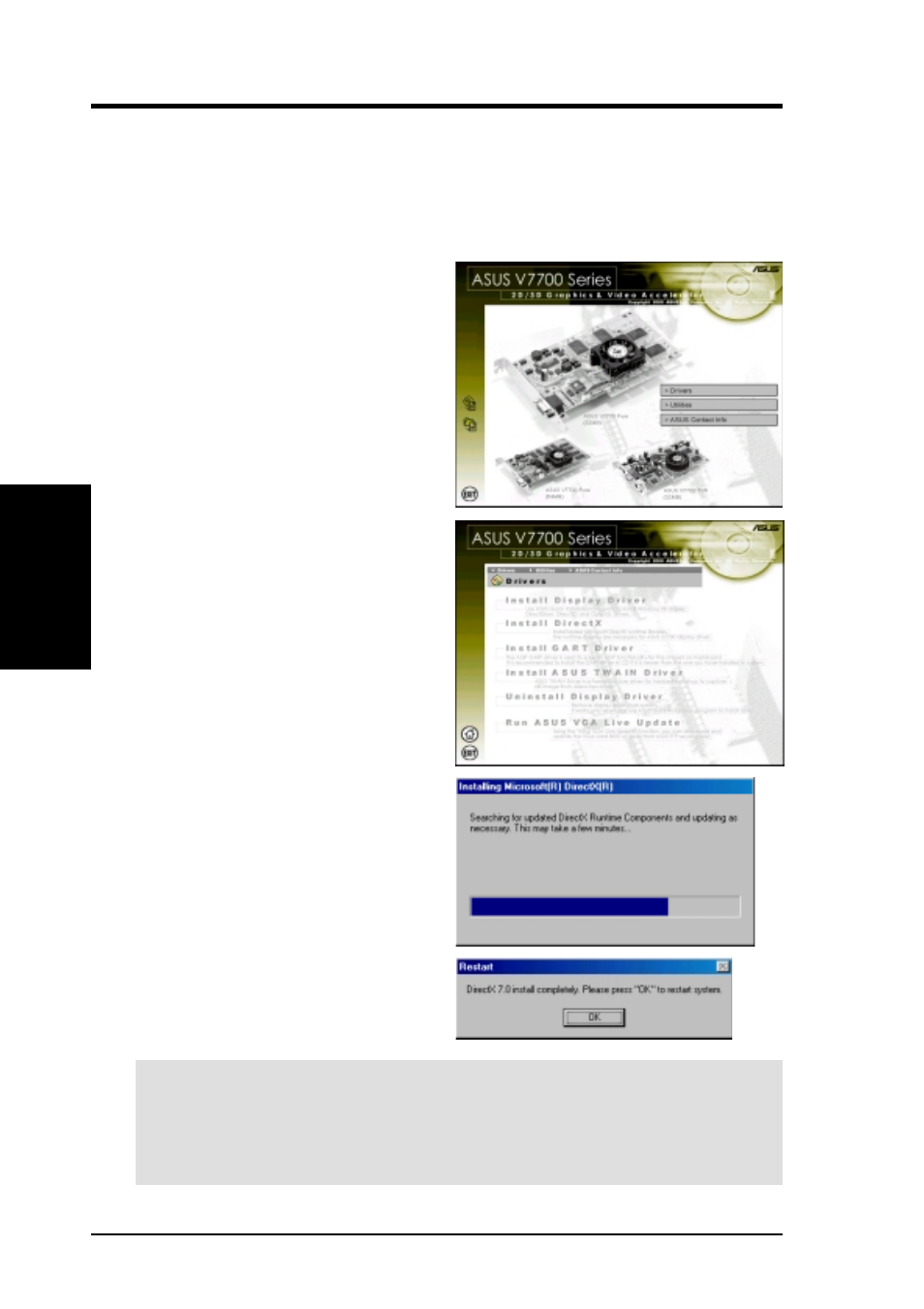 Iii. software setup, Install directx, Windows 98 only | Asus GIGATEXEL SHADER GRAPHICS CARD V7700 User Manual | Page 24 / 88