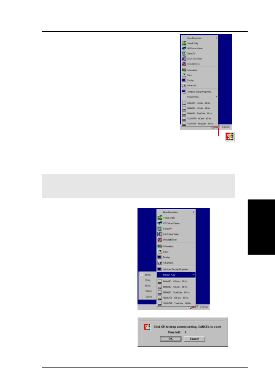 Iv. software reference, Asus control panel, Refresh rate | Asus GIGATEXEL SHADER GRAPHICS CARD V7700 User Manual | Page 37 / 88