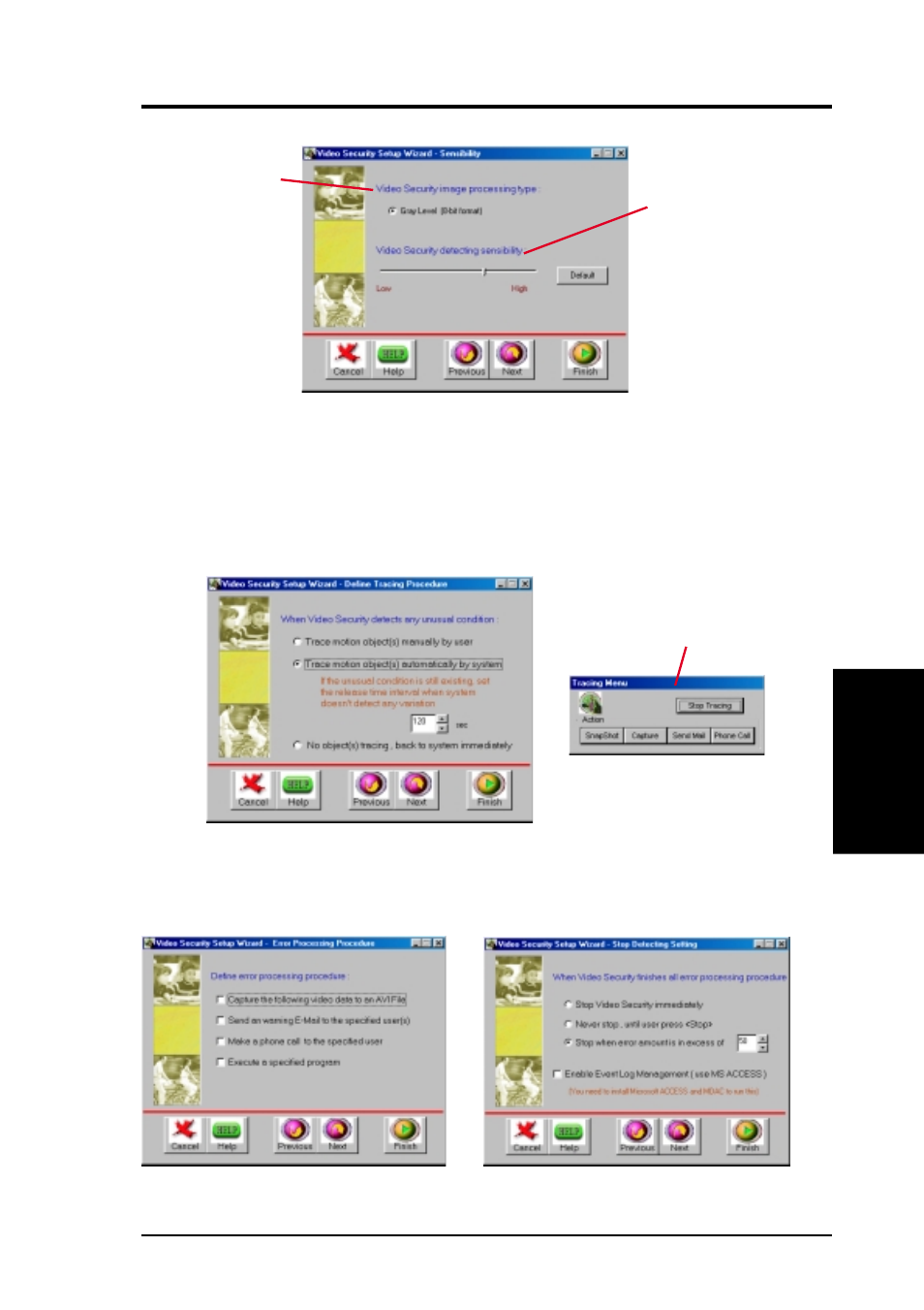 Iv. software reference, Sensibility define tracing procedure, Error processing procedure | Stop detecting setting | Asus GIGATEXEL SHADER GRAPHICS CARD V7700 User Manual | Page 65 / 88