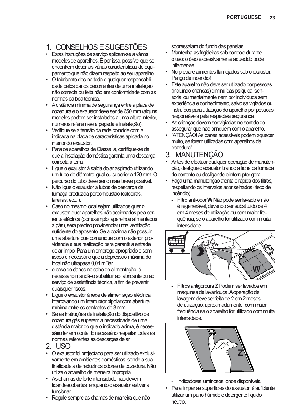 Conselhos e sugestões, Manutenção | AEG X92384MI01 User Manual | Page 23 / 128