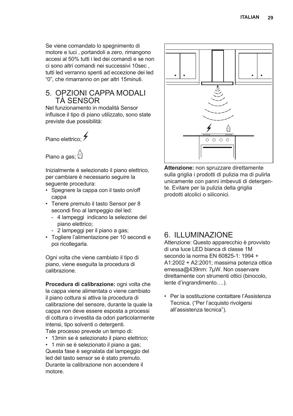 Opzioni cappa modali tà sensor, Illuminazione | AEG X92384MI01 User Manual | Page 29 / 128