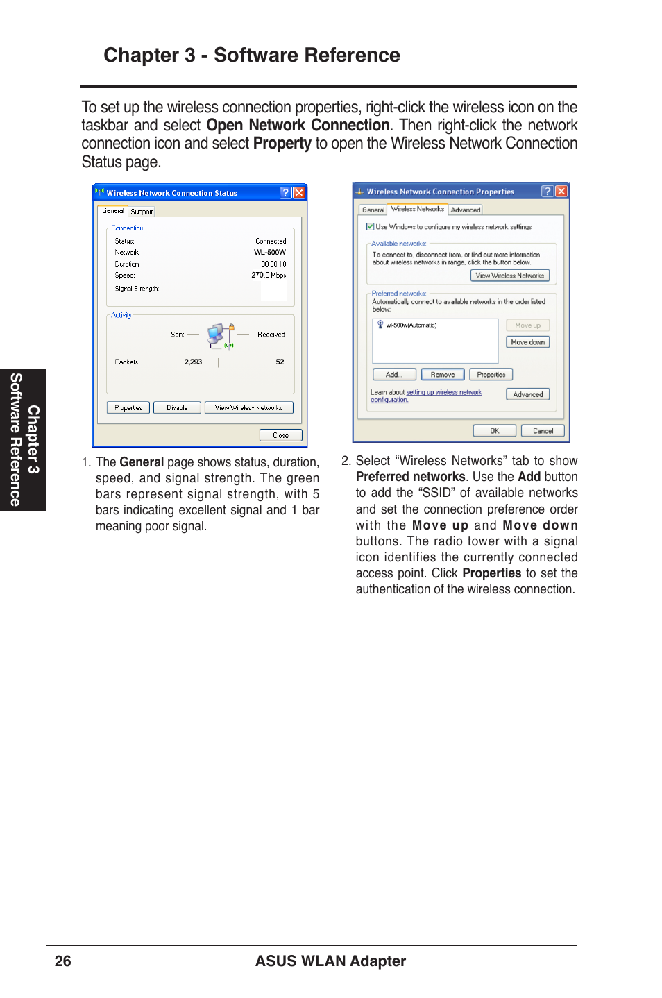 Chapter 3 - software reference | Asus WL-160N User Manual | Page 26 / 39