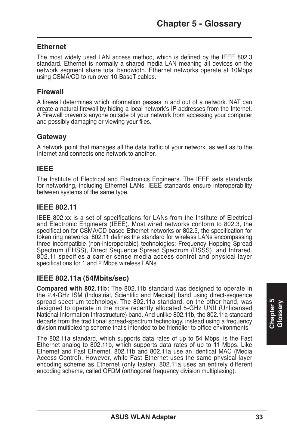 Chapter 5 - glossary | Asus WL-160N User Manual | Page 33 / 39