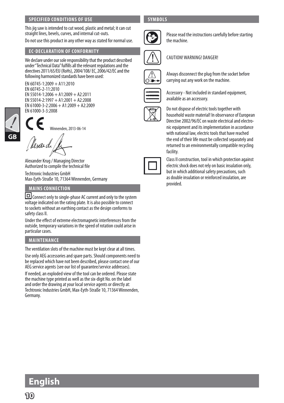 Deutsch english | AEG PST 500 X User Manual | Page 14 / 67