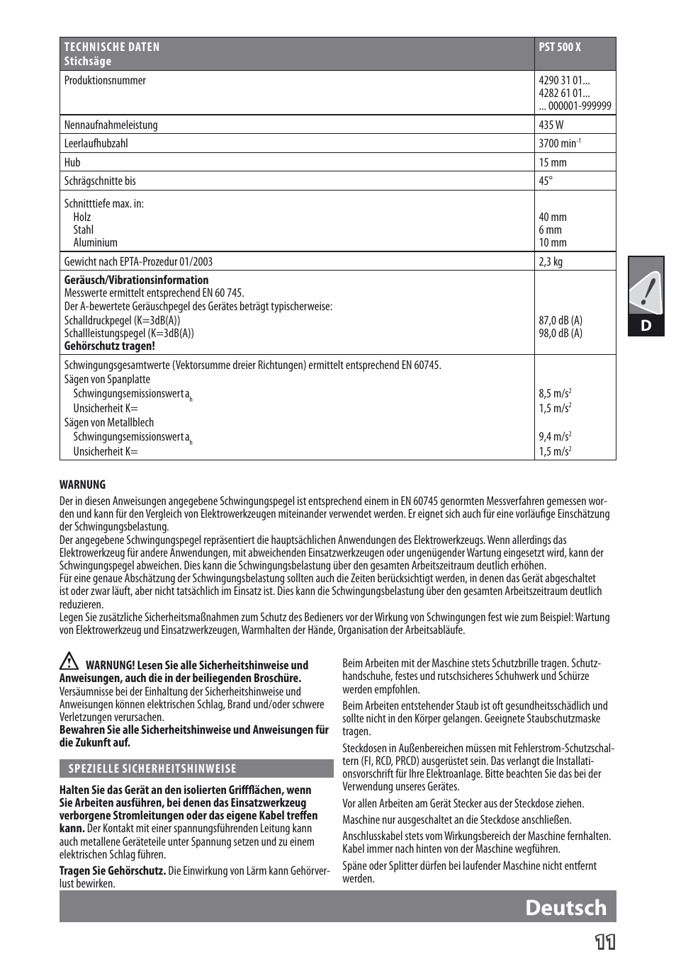 Deutsch | AEG PST 500 X User Manual | Page 15 / 67
