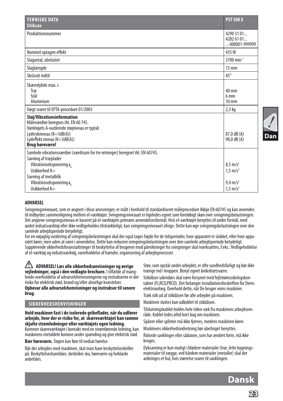 Deutsch, Dansk | AEG PST 500 X User Manual | Page 27 / 67