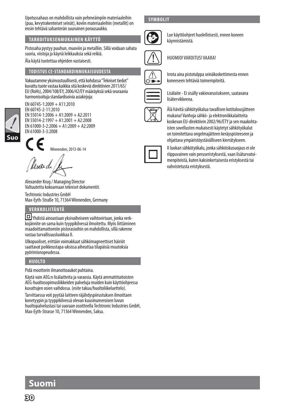 Deutsch suomi | AEG PST 500 X User Manual | Page 34 / 67