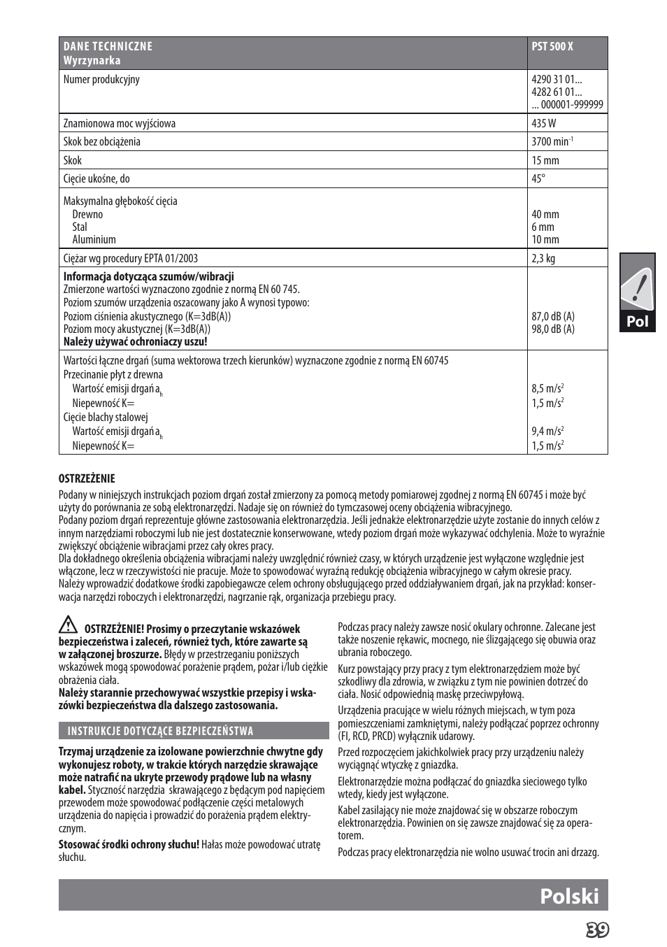 Deutsch, Polski | AEG PST 500 X User Manual | Page 43 / 67