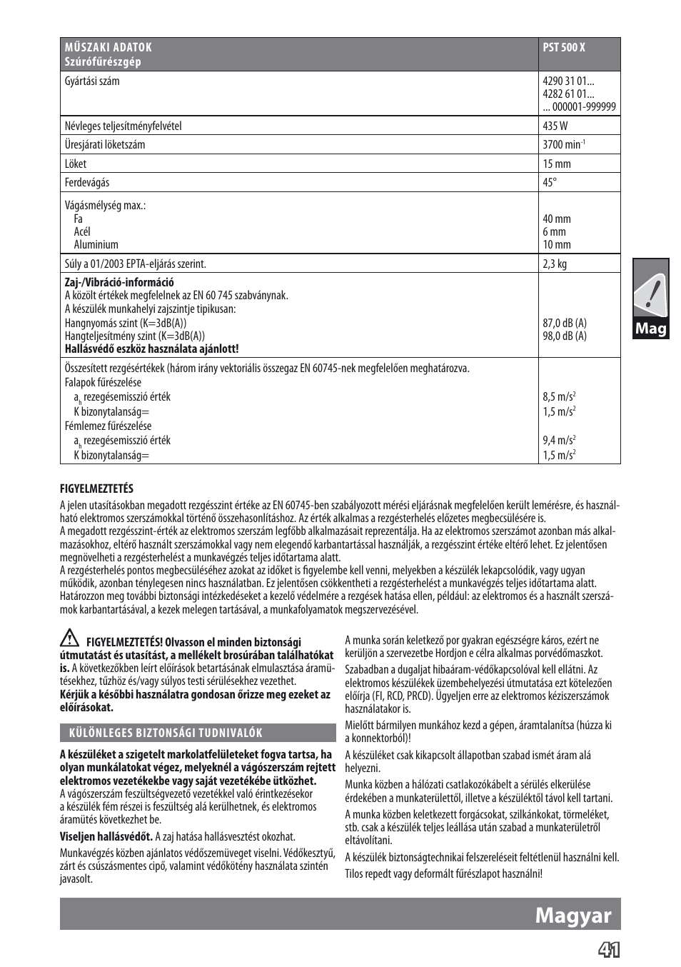 Deutsch, Magyar | AEG PST 500 X User Manual | Page 45 / 67