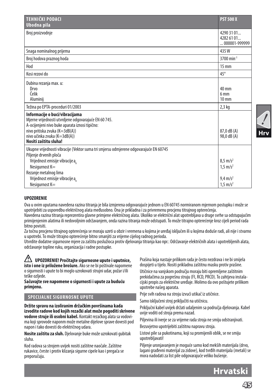 Deutsch, Hrvatski | AEG PST 500 X User Manual | Page 49 / 67