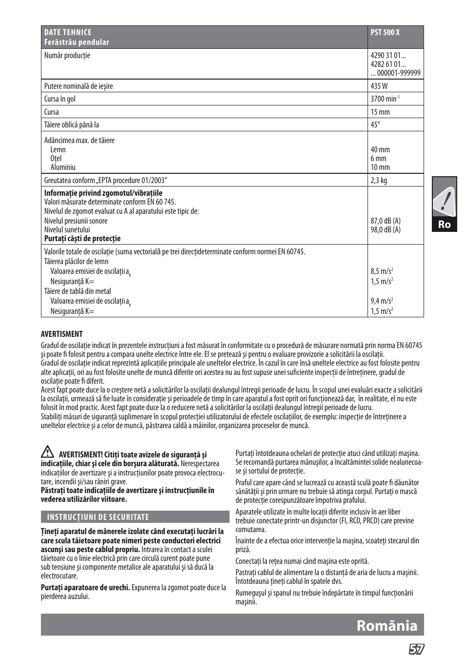 Deutsch, Romănia | AEG PST 500 X User Manual | Page 61 / 67
