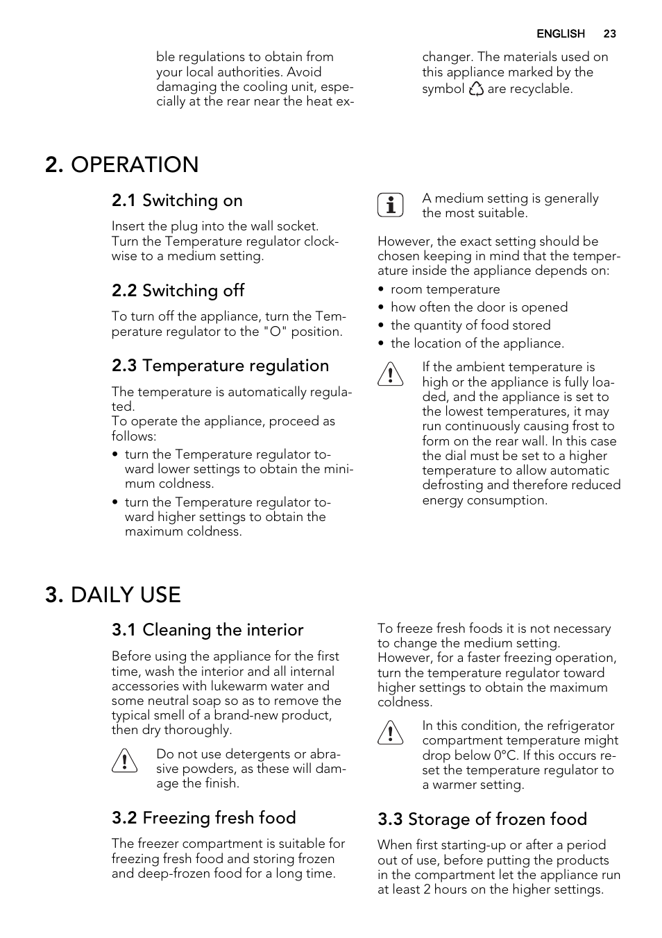 Operation, Daily use | AEG SKS68240F0 User Manual | Page 23 / 80