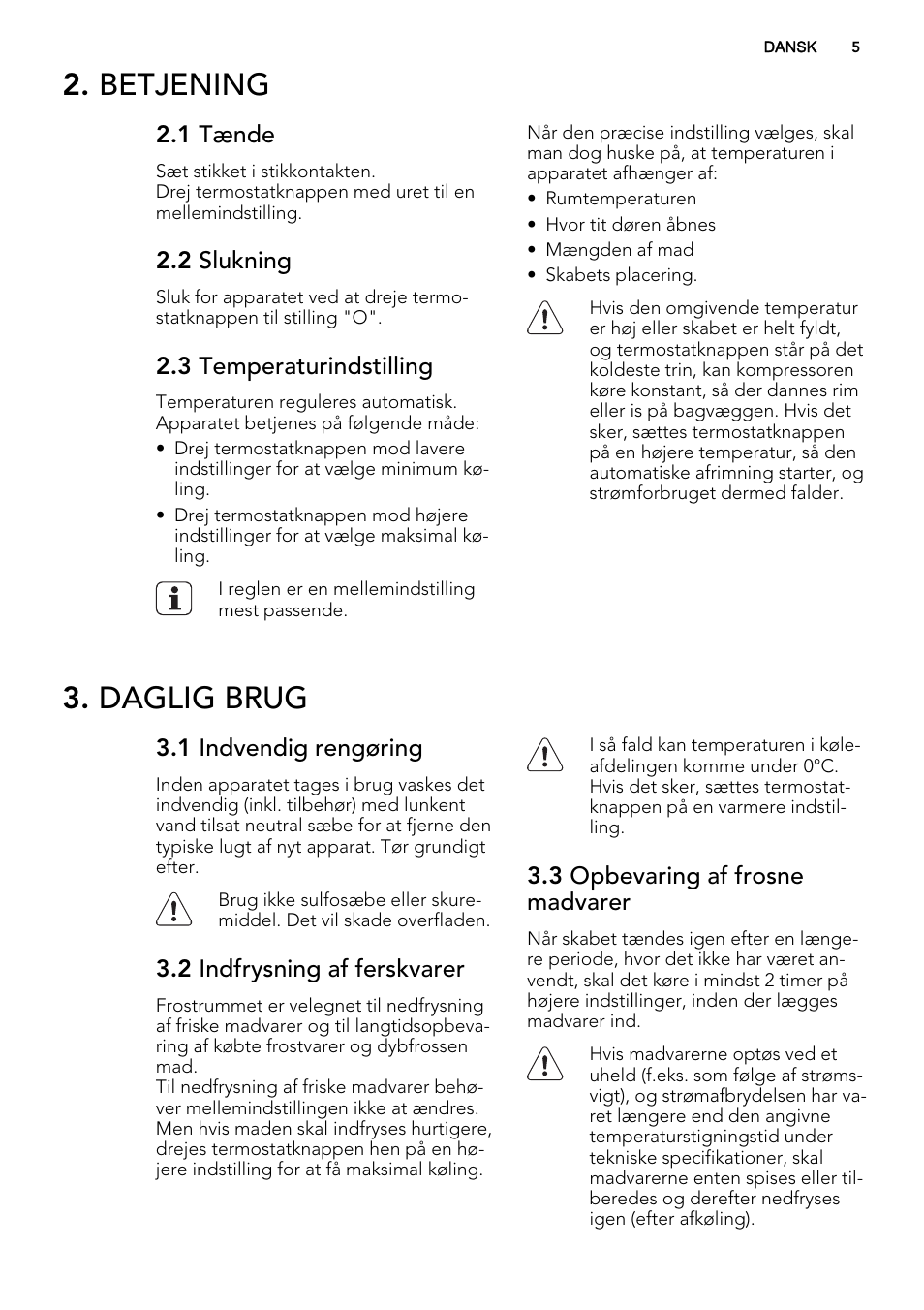 Betjening, Daglig brug | AEG SKS68240F0 User Manual | Page 5 / 80