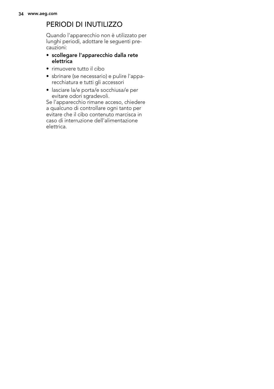 Periodi di inutilizzo | AEG SWD81800G1 User Manual | Page 34 / 88