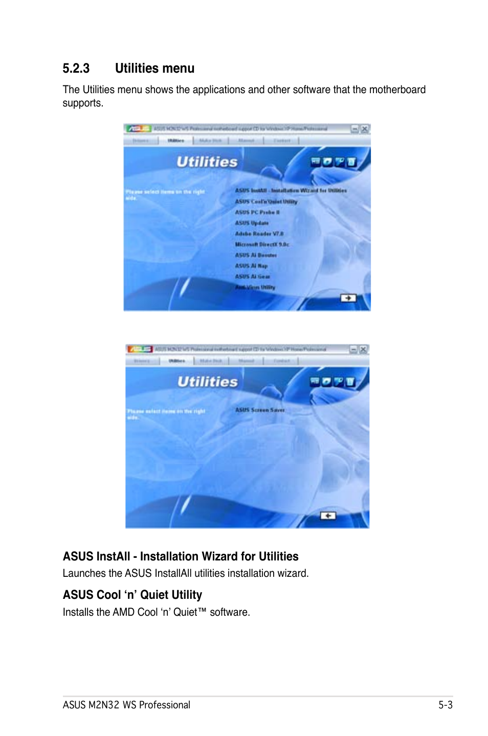 3 utilities menu | Asus M2N32 WS Professional User Manual | Page 125 / 130