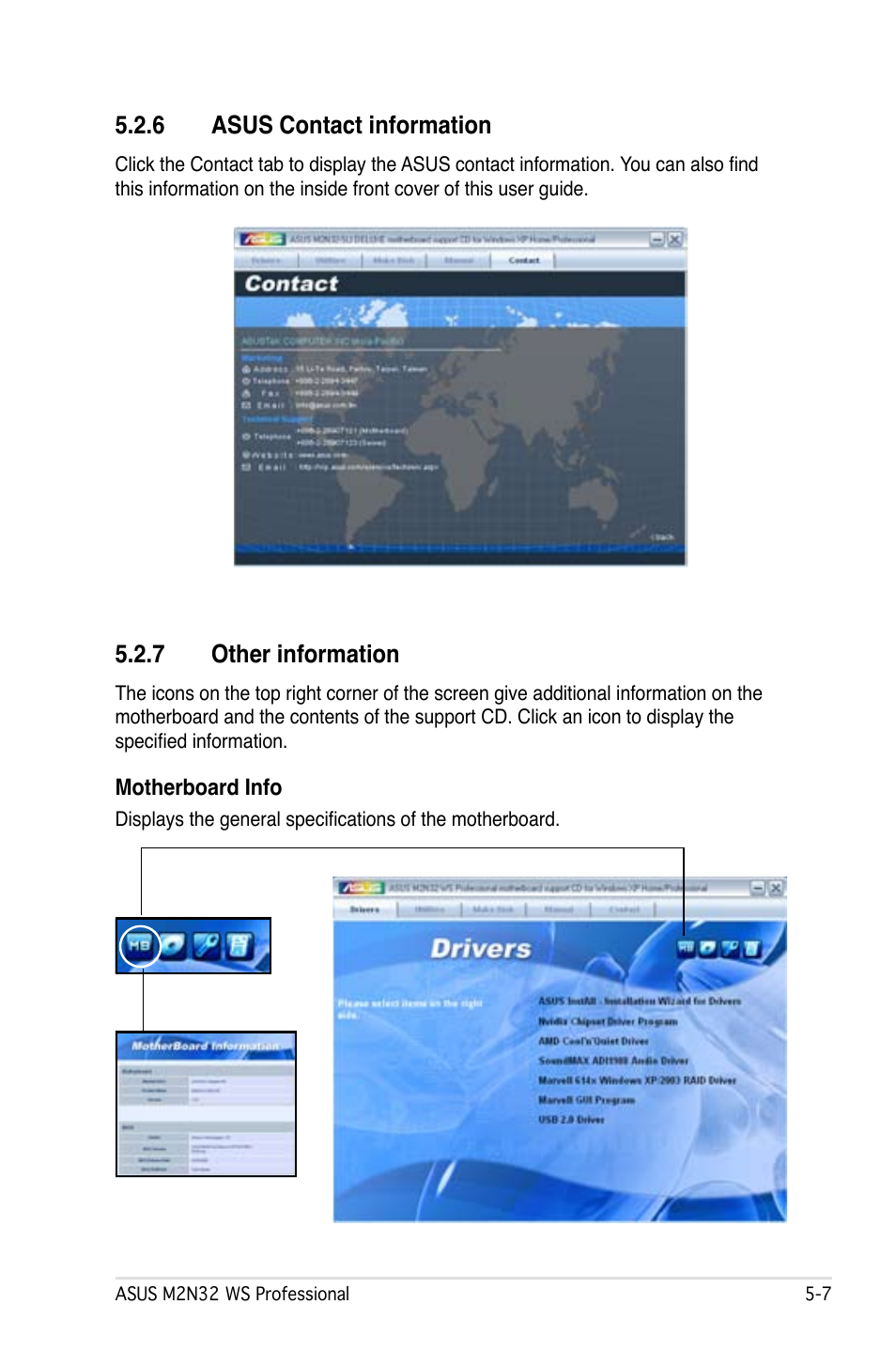 6 asus contact information, 7 other information | Asus M2N32 WS Professional User Manual | Page 129 / 130