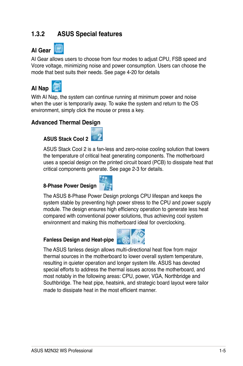 2 asus special features | Asus M2N32 WS Professional User Manual | Page 21 / 130