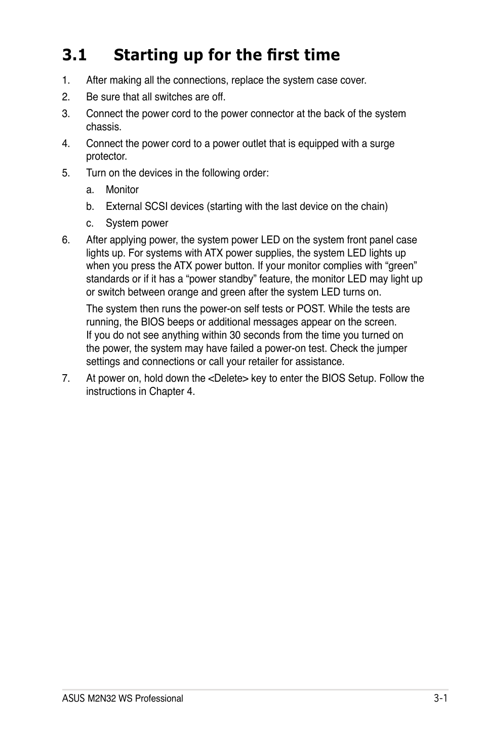 1 starting up for the first time | Asus M2N32 WS Professional User Manual | Page 69 / 130