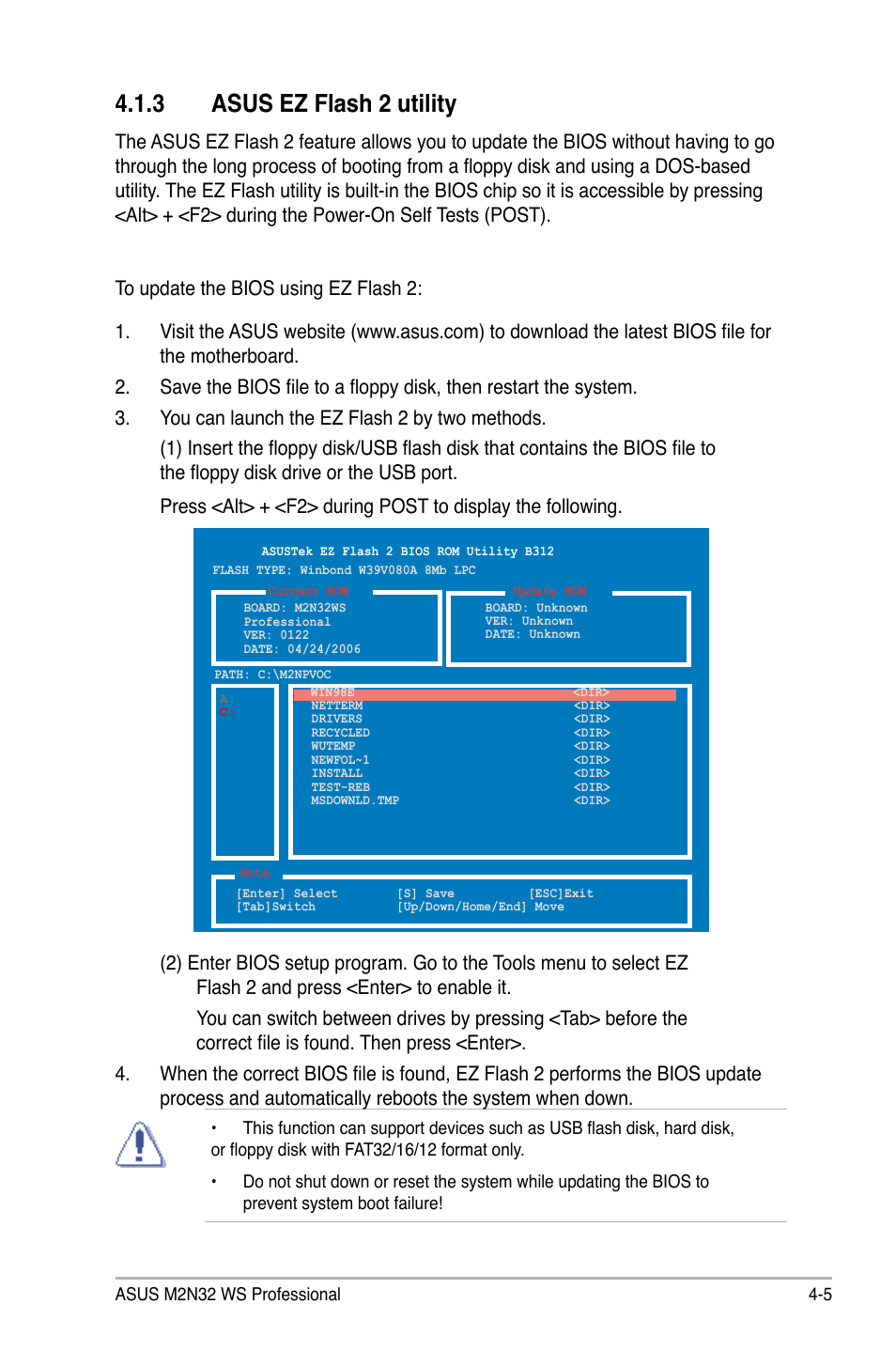 3 asus ez flash 2 utility | Asus M2N32 WS Professional User Manual | Page 77 / 130