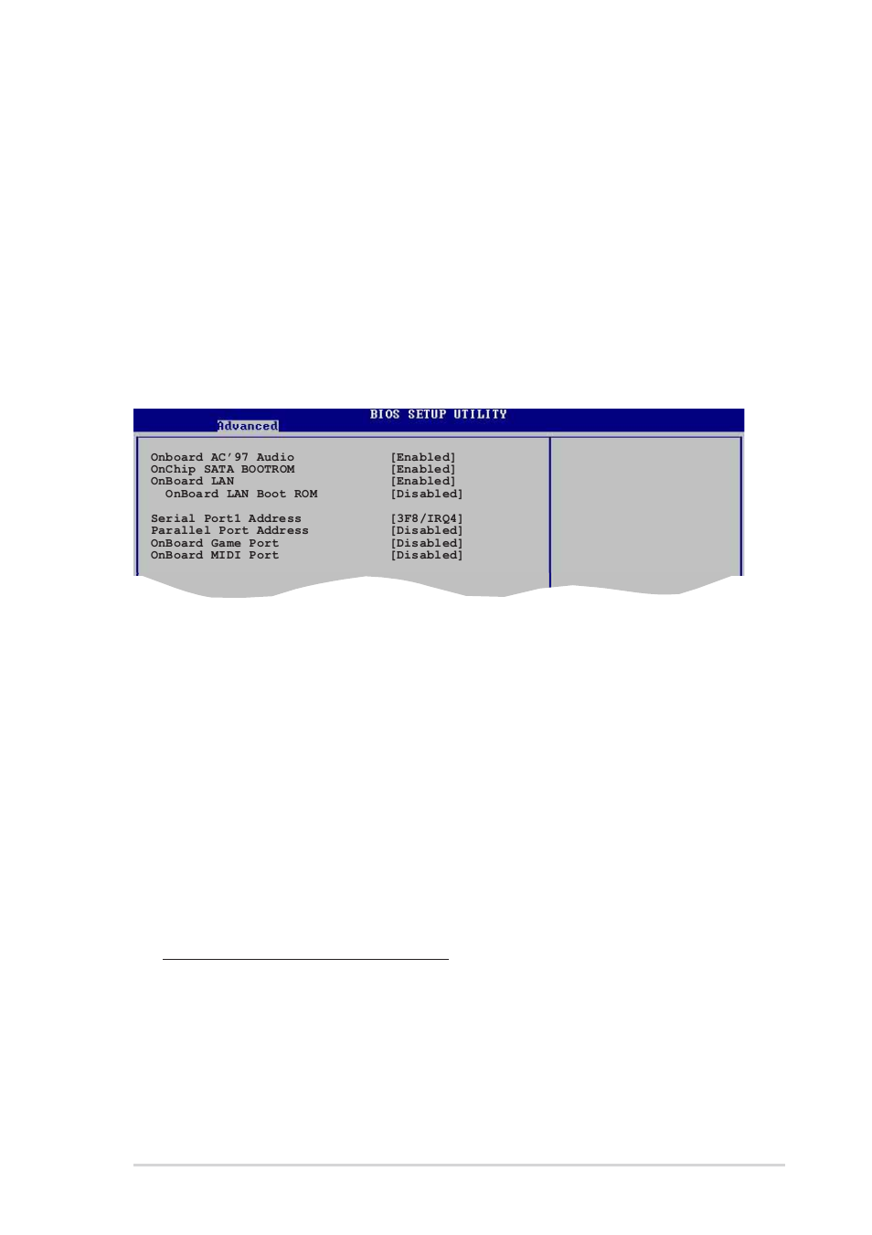 3 onboard devices configuration, Legacy usb support [auto, Usb 2.0 controller mode [fullspeed | Onboard ac’97 audio [enabled, Onchip sata boot rom [enabled, Onboard lan [enabled, Serial port1 address [3f8/irq4, Asus k8v-x motherboard 2-21, Onboard lan boot rom [disabled | Asus K8V-X User Manual | Page 57 / 84