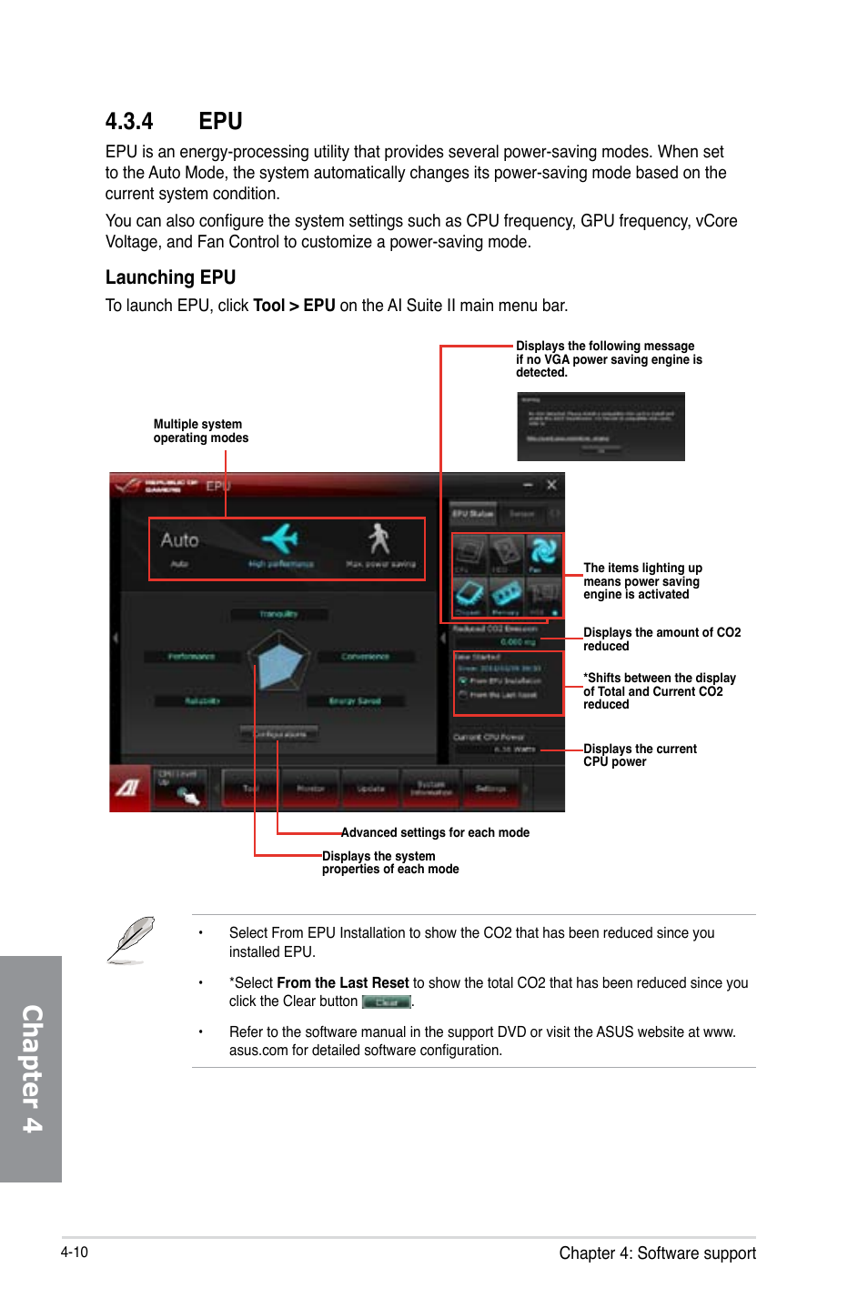 4 epu, Epu -10, Chapter 4 | Launching epu | Asus MAXIMUS V E7295 User Manual | Page 152 / 234