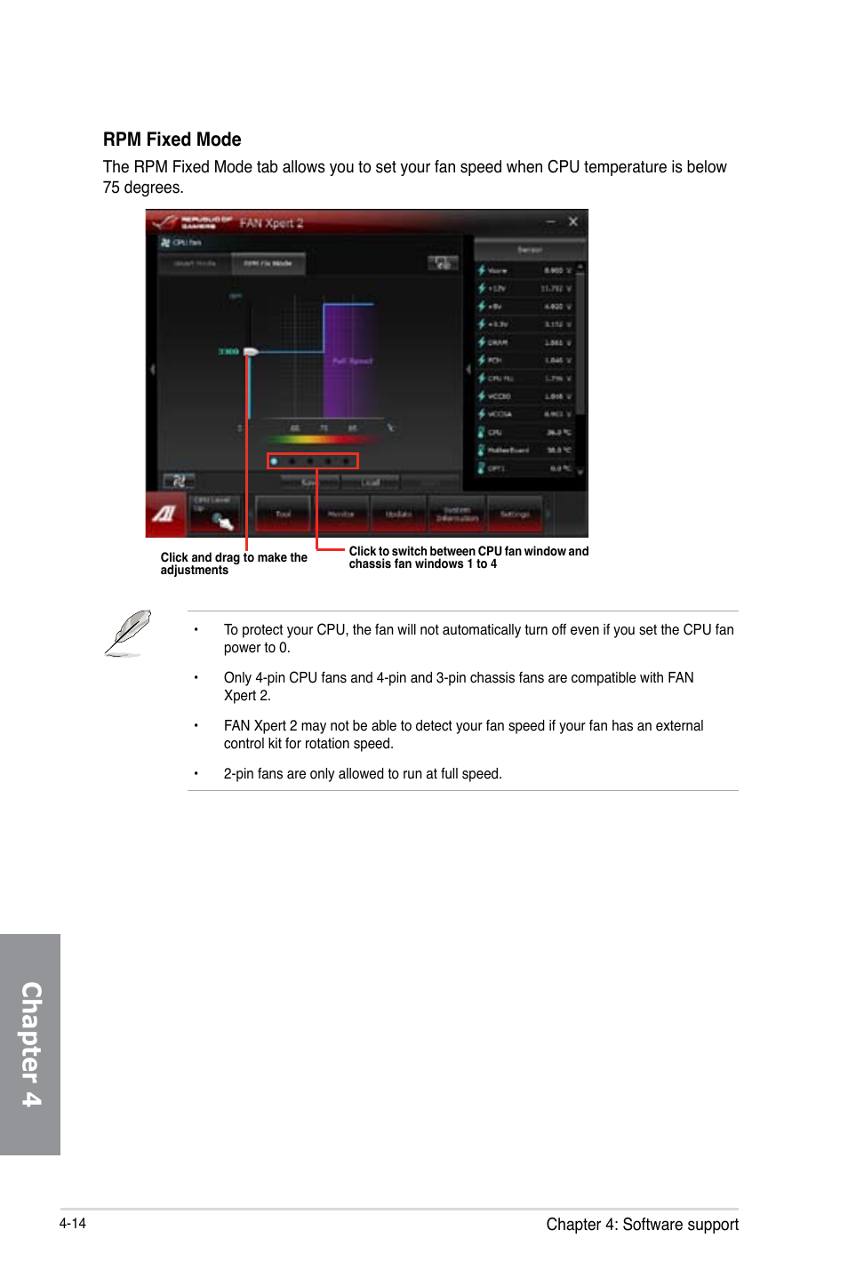 Chapter 4, Rpm fixed mode | Asus MAXIMUS V E7295 User Manual | Page 156 / 234