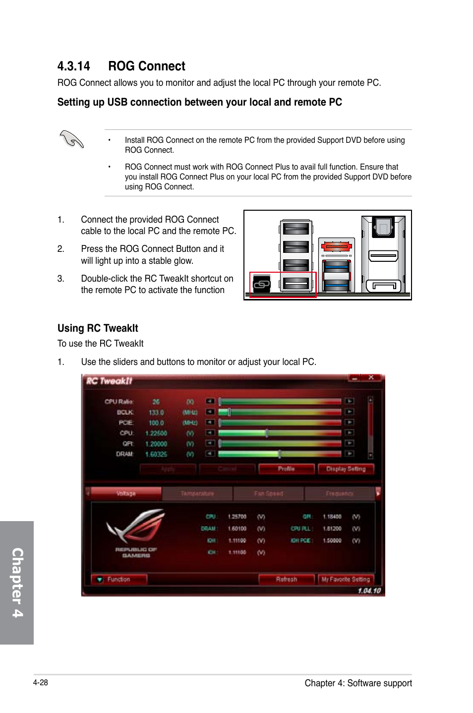 14 rog connect, Rog connect -28, Chapter 4 | Asus MAXIMUS V E7295 User Manual | Page 170 / 234