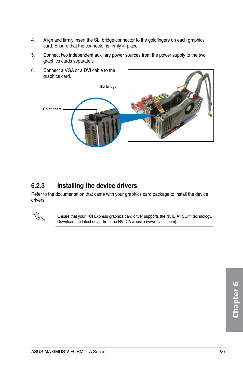 3 installing the device drivers, Installing the device drivers -7, Chapter 6 | Asus MAXIMUS V E7295 User Manual | Page 195 / 234