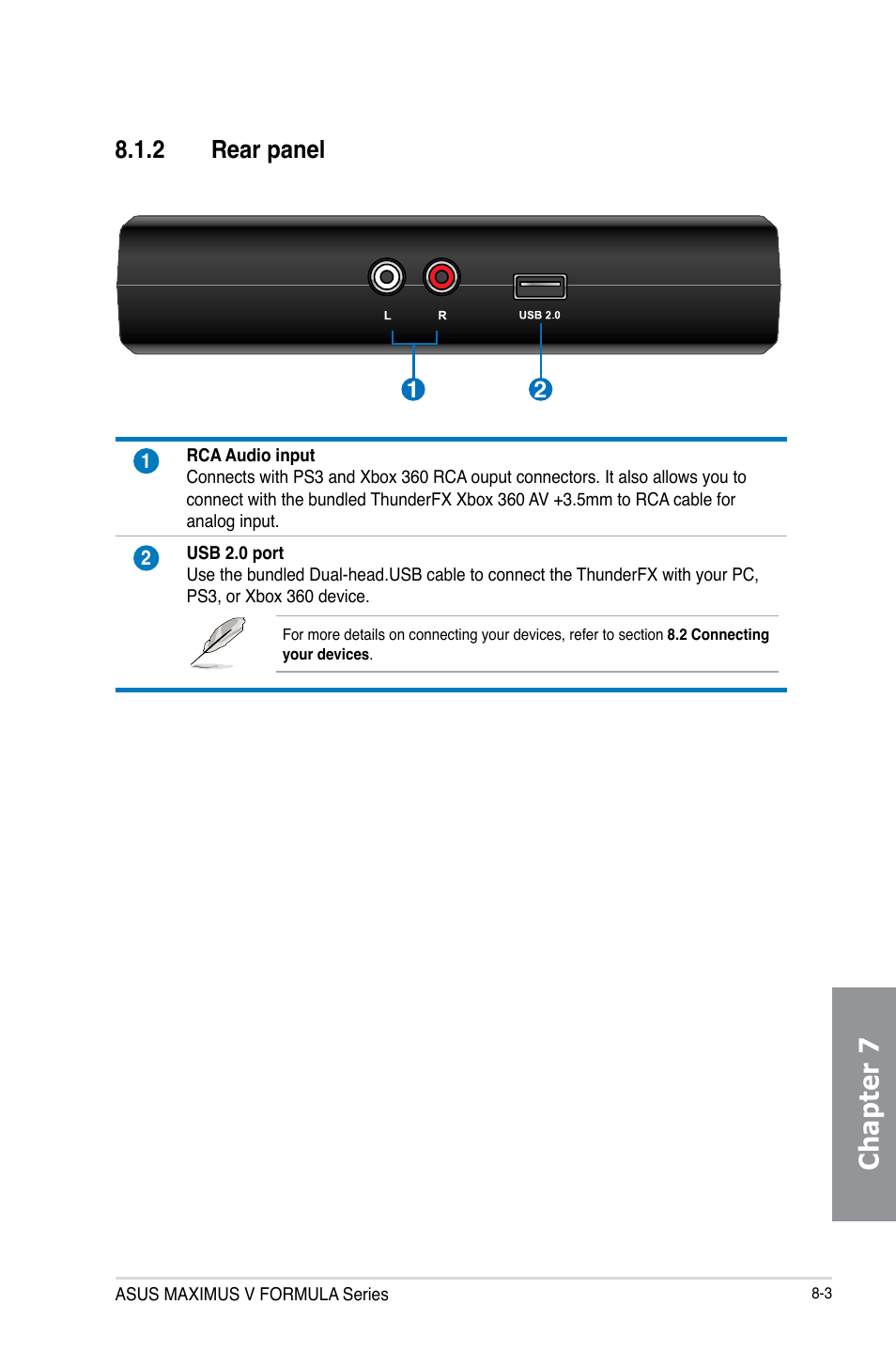 2 rear panel, Rear panel -3, Chapter 7 | Asus MAXIMUS V E7295 User Manual | Page 217 / 234