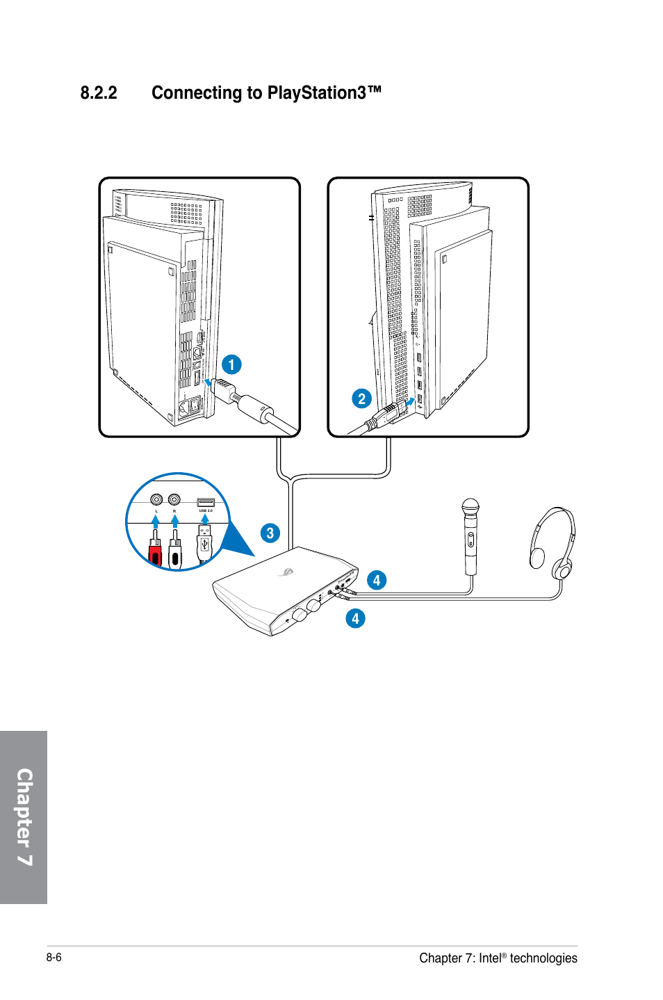 2 connecting to playstation3, Connecting to playstation3™ -6, Chapter 7 | Chapter 7: intel, Technologies | Asus MAXIMUS V E7295 User Manual | Page 220 / 234