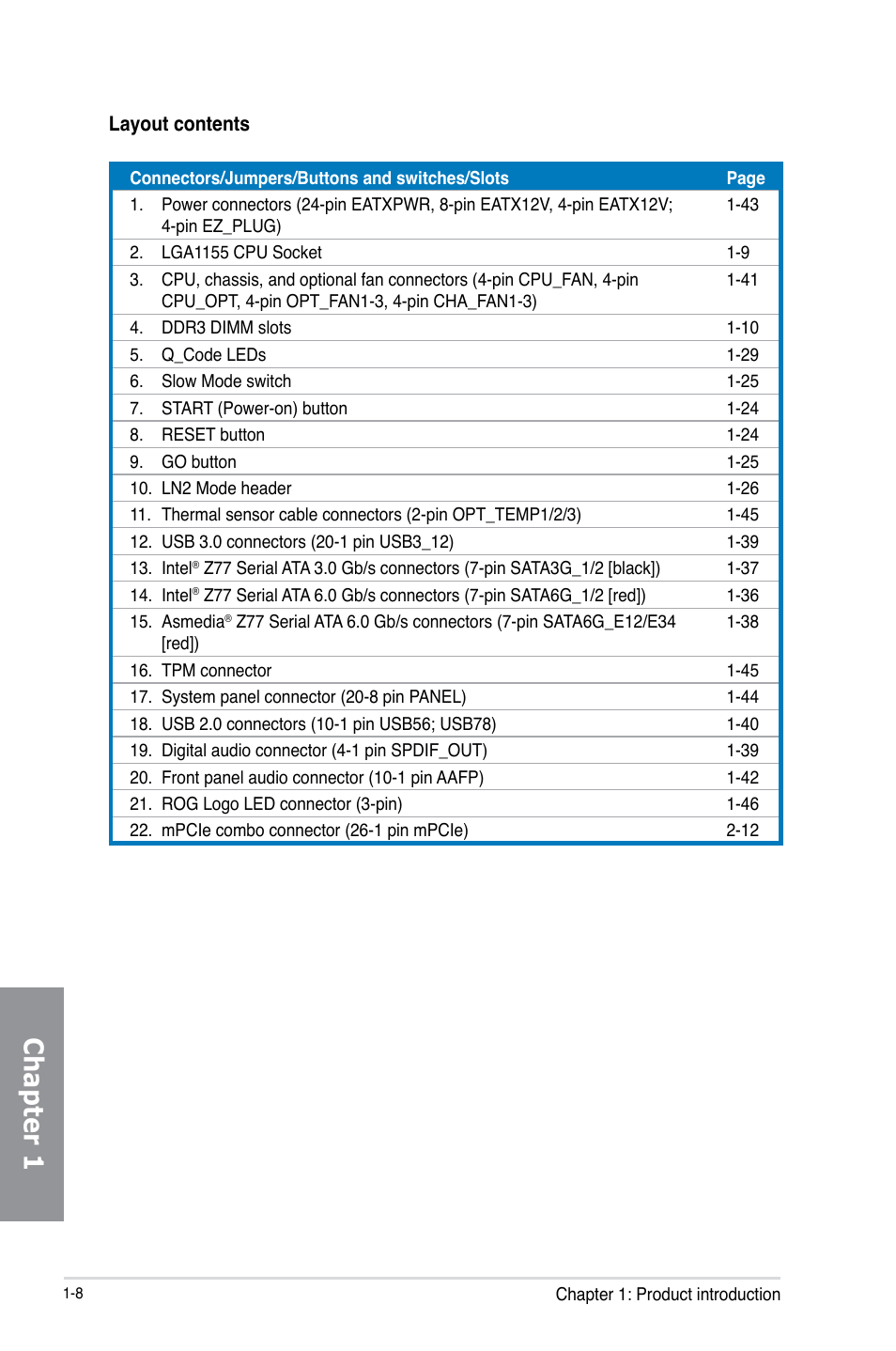 Chapter 1 | Asus MAXIMUS V E7295 User Manual | Page 26 / 234