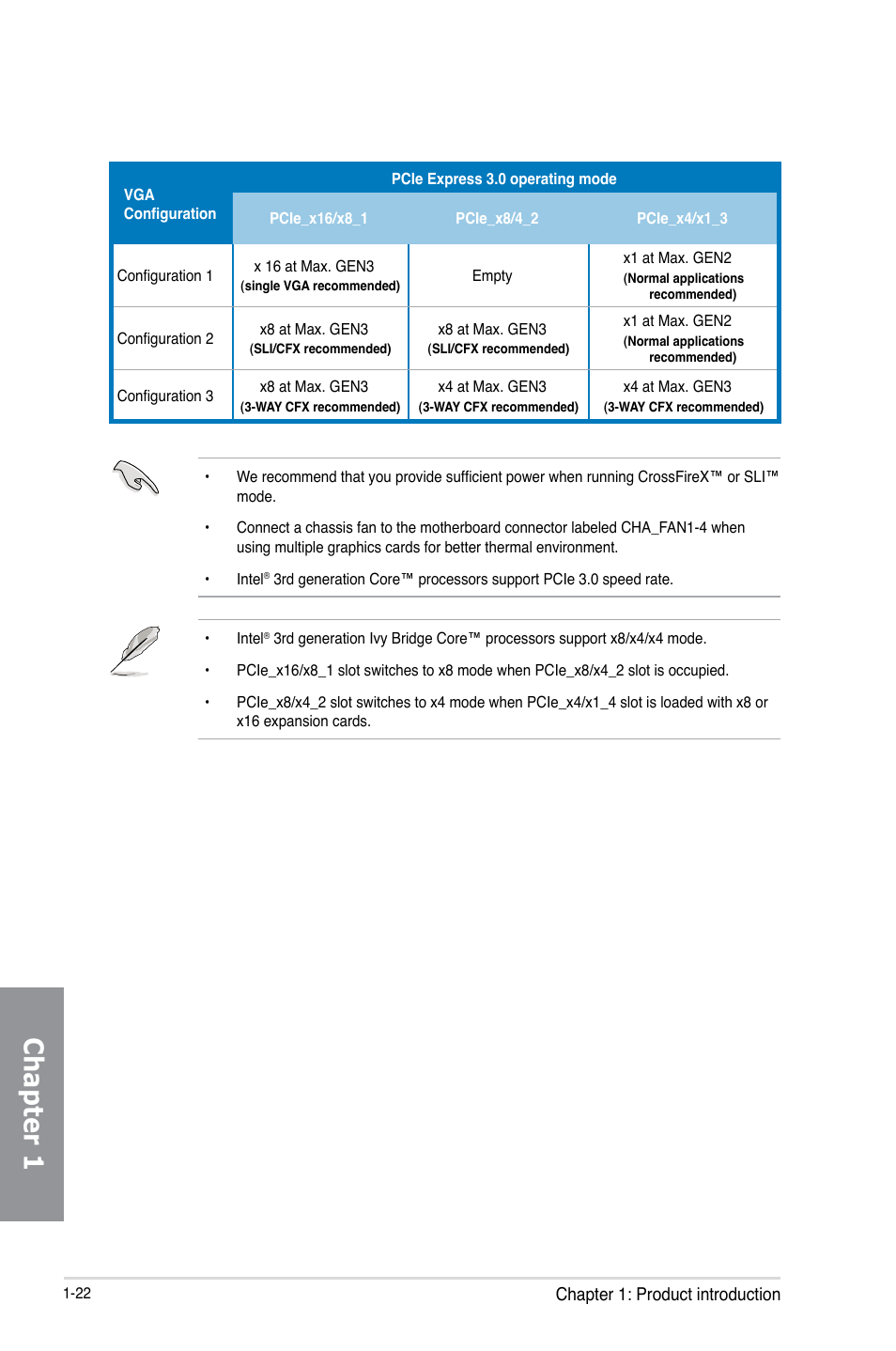 Chapter 1 | Asus MAXIMUS V E7295 User Manual | Page 40 / 234