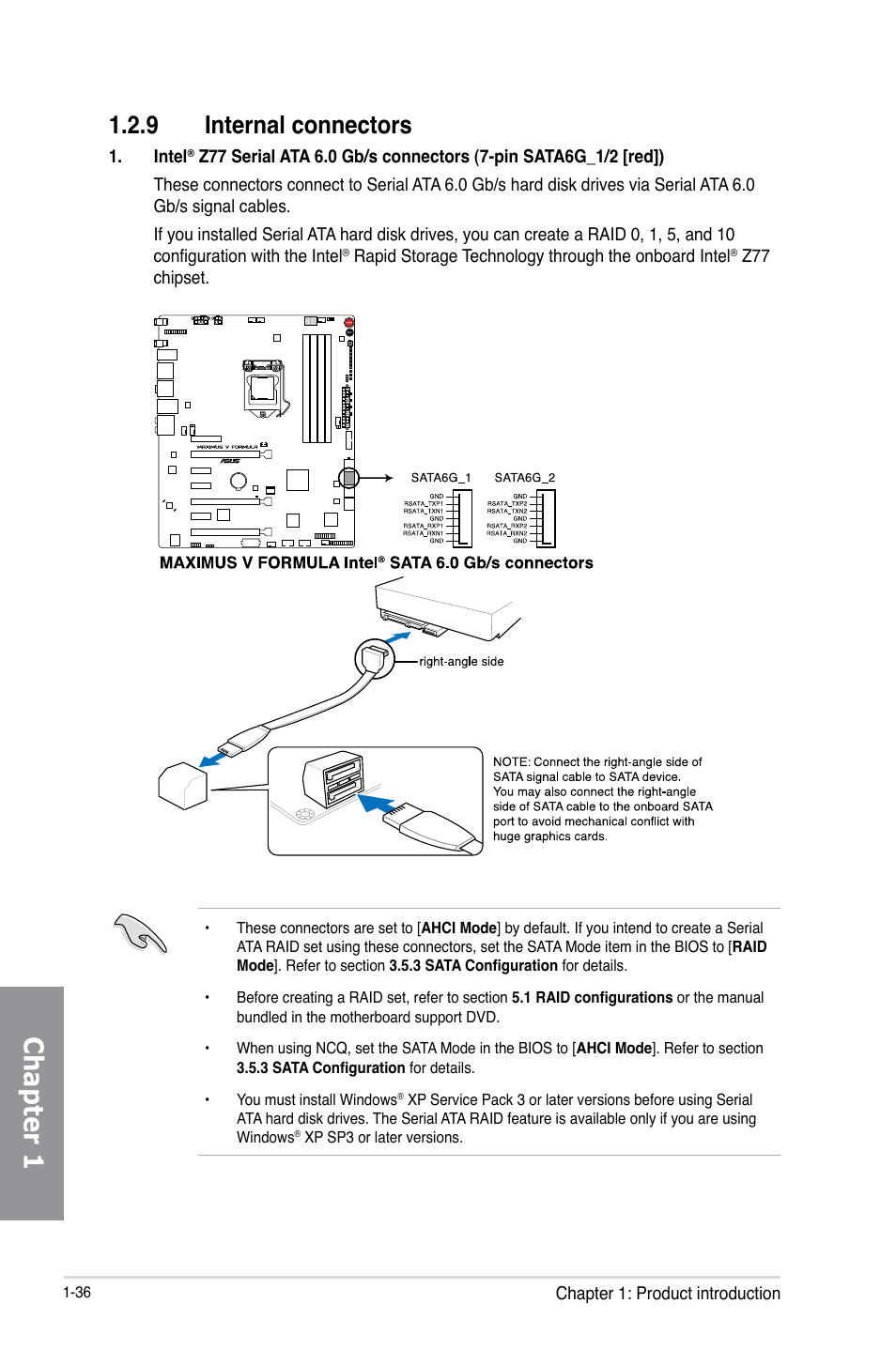 9 internal connectors, Internal connectors -36, Chapter 1 | Asus MAXIMUS V E7295 User Manual | Page 54 / 234