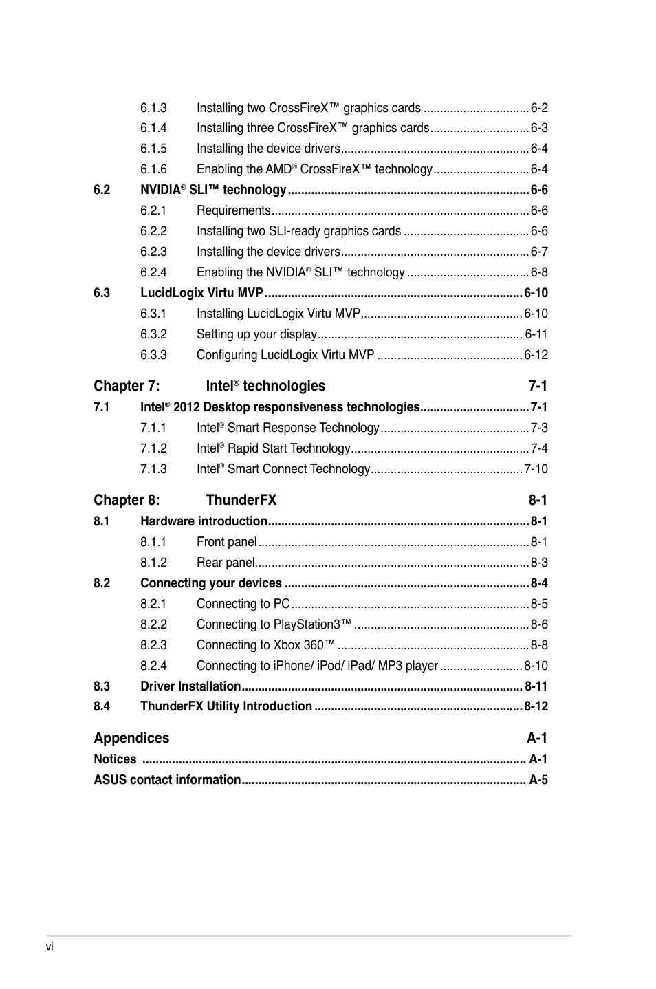 Asus MAXIMUS V E7295 User Manual | Page 6 / 234