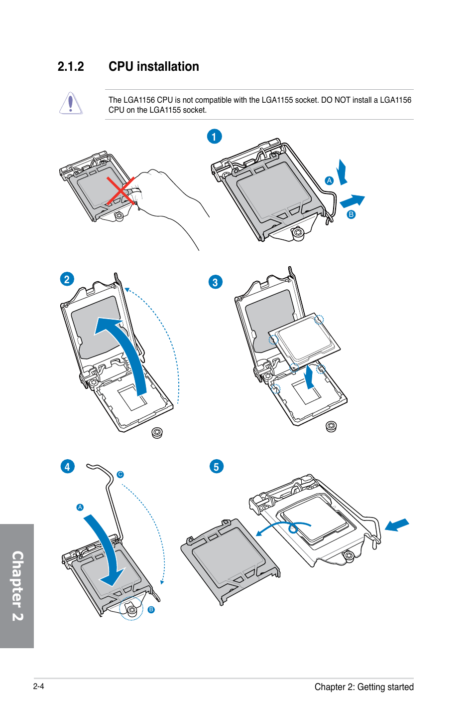 2 cpu installation, Cpu installation -4, Chapter 2 | Asus MAXIMUS V E7295 User Manual | Page 70 / 234