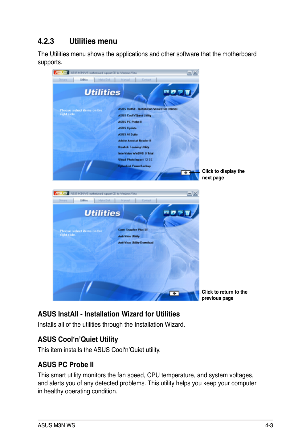 3 utilities menu, Utilities menu -3 | Asus M3N WS User Manual | Page 115 / 162