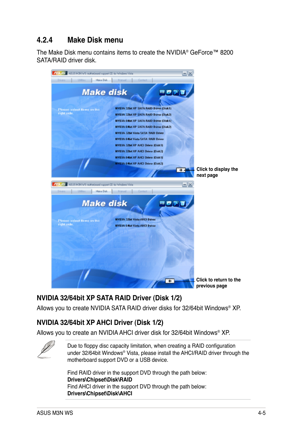 4 make disk menu, Make disk menu -5 | Asus M3N WS User Manual | Page 117 / 162