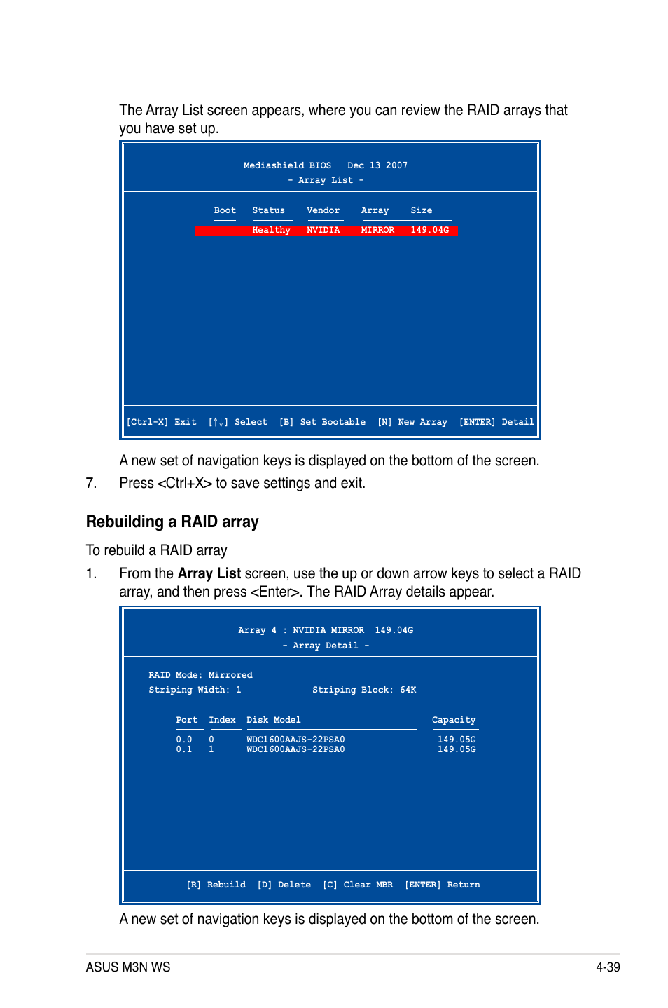 Rebuilding a raid array | Asus M3N WS User Manual | Page 151 / 162