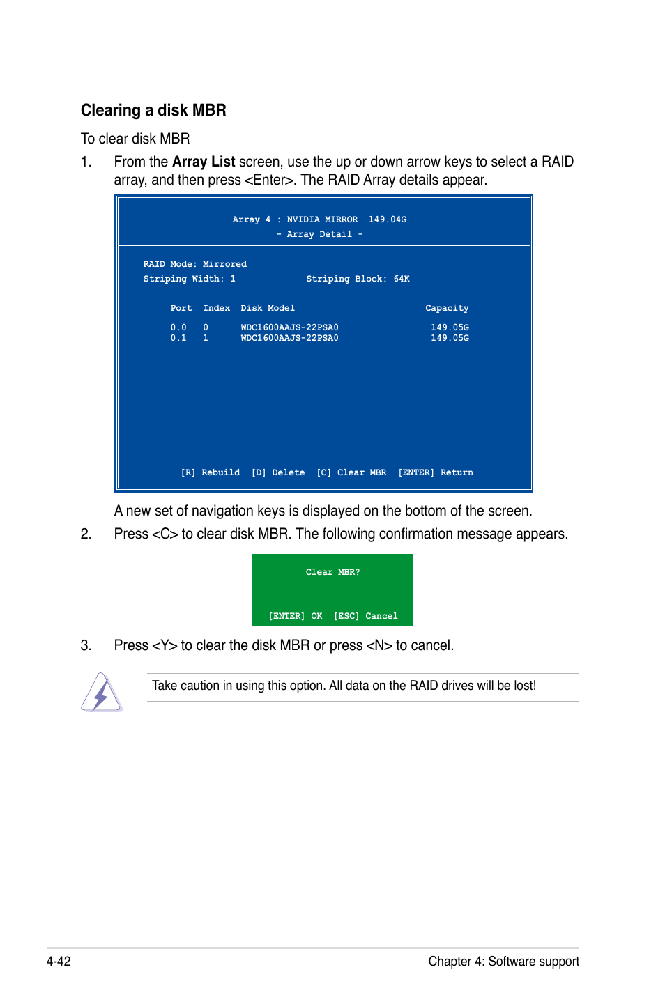 Clearing a disk mbr | Asus M3N WS User Manual | Page 154 / 162